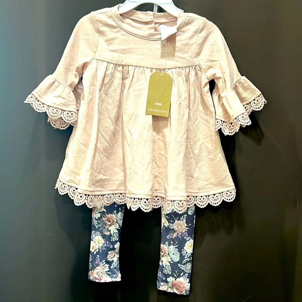 Savannah Outfit, Floral Legging & Top, NWT, Size 3t